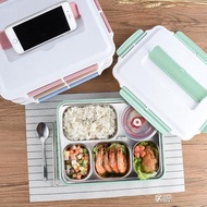 304不銹鋼保溫飯盒食堂簡約學生便當盒帶蓋韓國學生餐盒分格餐盤