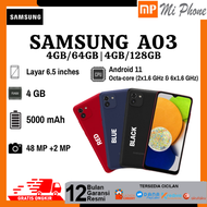 Samsung A03 4/128 GB 6.5 Inch 720x1600 pixels 48MP 1080p 5000 mAh Li-Po Garansi Resmi SEIN 1 Tahun Hp Baru - Bisa Cicil Tanpa Kartu Kredit