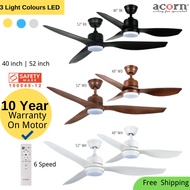 Acorn Fan With Light LED Ceiling Fan Intaglio 40 inch | 52 inch with Remote Control  HDB Condo Balcony Bedroom Living
