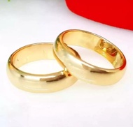 Cincin Couple Polos Lapis Emas 24K Perhiasan Mewah Anti Karat