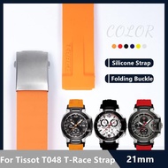Watch Band For Tissot Strap 1853 T-RACE T048-417A 21Mm Development Clasp Watchband Accessorie Ruer Silicone Bracelet Chain
