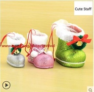 Christmas decoration supplies plastic powder flocking gift bag boots boots creative candy box gift b