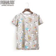 【SNOOPY】史努比逛花園短袖圓領寬版T(淺灰/粉)