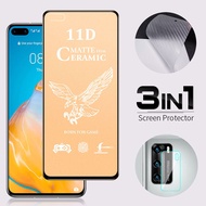 3-In-1 Soft Ceramic Matte Full Tempered Glass + Camera Lens Glass Back Screen Sticker For Huawei Mate 20 P20 P30 Lite Nova 3i 5T 7i Y7P Honor 8X Y7a Y9 Y7 Pro Prime 2019 Y5P Y6P Y6s Y9s Carbon Fiber Screen Protector Film