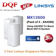 [Spot quick delivery] Linksys MX12600 VELOP AX Intelligent Mesh Whole Home WiFi 6 System ( 3 Pack of MX4200 ) - Support