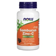 NOW FOODS Sambucus Zinc-C, Elderberry+Zinc+Vitamin C, 60 Lozenges, 100% Authentic