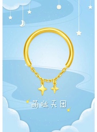 Hong Kong Cincin Bintang Emas Murni Modis Cincin 24K Wanita Hadiah Ibu Pacar 999 Emas Asli Perhiasan Cincin 999 Dapat Disesuaikan