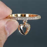 Fashion Exquisite Women 18K Yellow Gold Plated White Zircon Heart Pendant 925 Silver Rings Jewelry Gifts