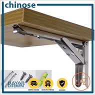 2PCS Engsel Siku Stainless Load 65kg 14 Inch / rak Siku sudut / Siku Kuat / Alat penyangga Perabotan / siku rak dinding / siku besi penyangga / besi siku buat rak/ engsel lipat 90 derajat / besi l siku / siku meja lipat / siku meja bakso / siku dinding