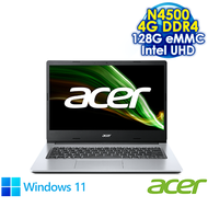 ACER Aspire 1 A114-33-C5BW 銀 (14 HD LED/Intel Celeron N4500/4G DDR4/128G EMMC/WIN 11)