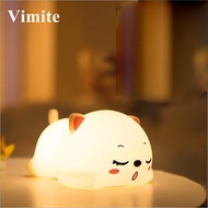 Vimite Quby Lamp Cute Baby Led Night Light Sleeping Overnight Silicone Bear Cat Rabbit Pat Light USB Rechargeable Decoration Bedroom Table Lamp Dimming Eye Protection Lights for Room Kids Boy Girl Girlfriend Christmas Birthday Gift