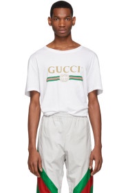 GUCCI白色大廓形徽标 T 恤