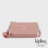 【KIPLING】玫瑰石英粉翻蓋肩背側背包-VECKA STRAP