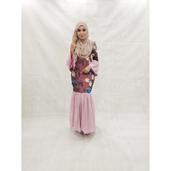 Muslimah Fashion Muslim Lace Lipat Chiffon Moden Rose Net Jubah Dress Plus Size (XXS-10XL)