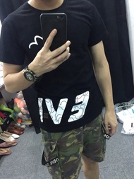 EVISU Summer Men T-Shirt Short Sleeve Hip Hop Black Shirts Cool Fashion Design 2021 Streetwear Punk Clothes Casual Tops Cotton Plus Size Blouse 4XL Teen Boys Japan High Quality