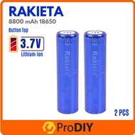 RAKIETA 18650 3.7V Flat Top / Button Top Rechargeable Battery 8800mAh