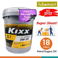 KIXX 5W30 G1 Fully Synthetic Petrol Engine Oil 18 Liters - API SN Plus 5W-30 Fully Synthetic Engine Oil