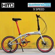 Hito Brand Classic 20-Inch Folding Bicycle Aluminum Alloy 9-Speed Ultra-Light Portable Small Adult Bicycles for Men and Women