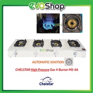 CHELSTAR 4 Burner Stainless Steel High Pressure Gas Cooker Stove Heavy Duty MS-40M - MS-4A Dapur Masak