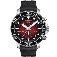 【TISSOT 天梭】水鬼 Seastar 1000 海洋之星300米潛水石英計時手錶-紅/45.5mm(T1204171742100)