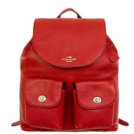 COACH 馬車LOGO翻蓋雙旋鈕牛皮大後背包(紅色)