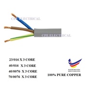 100% PURE COPPER CABLE 3 CORE 23/016 40/016 40/0076 70/0076 PVC FLEXIBLE CABLE