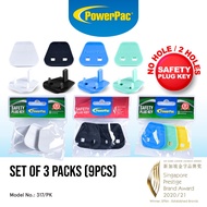 PowerPac 3X Socket Plug Key 2 Pin To 3 Pin UK / Child Baby Safety Singapore Sockets Plug Cover Protector (PK/317)