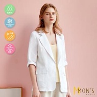 【MON’S】亞麻混紡休閒西裝外套
