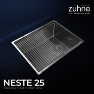 ZUHNE Kitchen Sink Workstation, Undermount or Flush Top Mount, Single Bowl (Neste 16-Gauge Stainless Steel Kitchen Basin Series with free Accessories)