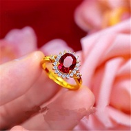 Cincin Emas Asli Kadar 375% Cincin Wanita fesyen Jepun dan Korea ruby ​​cincin berlian mikro wanita berlian ruby ​​cincin wanita