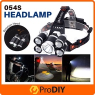 . 054S Outdoor USB Headlamp Zoomable 80000LM 5 LED XML-T6 Rechargeable Head Light