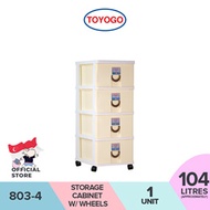 Toyogo 803-4 Plastic Storage Cabinet / Drawer With Wheels (4 Tier)