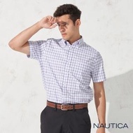 【NAUTICA】經典細格紋短袖襯衫(淺紫)