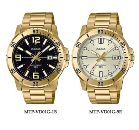 CASIO | นาฬิกาข้อมือผู้ชาย รุ่น MTP-VD01G สายสแตนเลสสีทอง