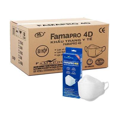 Famapro | 4D Khẩu trang y tế cao cấp kháng khuẩn 3 lớp (10 cái/hộp)