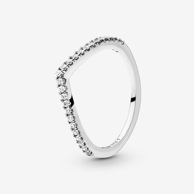 Pandora | Sparkling Wishbone Ring (Rose/Silver)