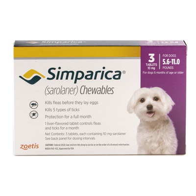 Simparica | ยาเม็ดชนิดเคี้ยว สำหรับกำจัดเห็บ หมัด ขี้เรื้อน ไรหู (สุนัข 2.5-5 กก)