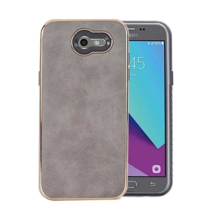 For Samsung Galaxy J3 (2017) US Version Crazy Horse Texture Electroplating Back Cover(