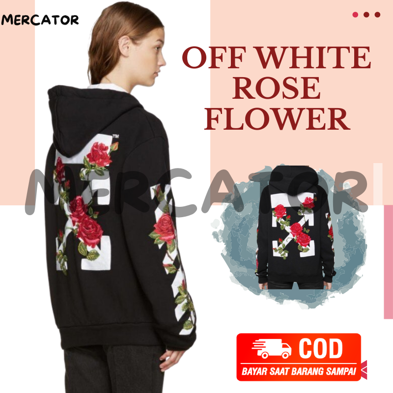 off white black rose hoodie