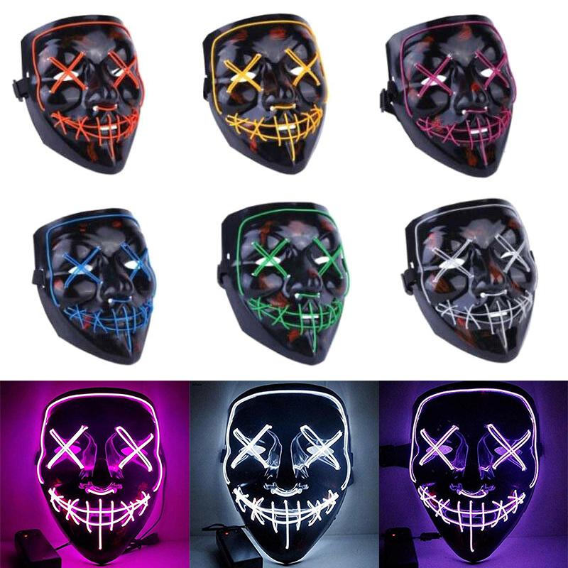 Fancy Dress Halloween LED Scary Purge Mask Cosplay Costume Light up with Remote