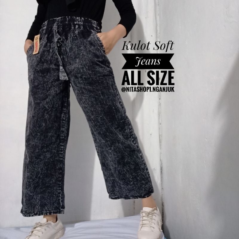 Kulot Jeans Hitam Premium All Size 