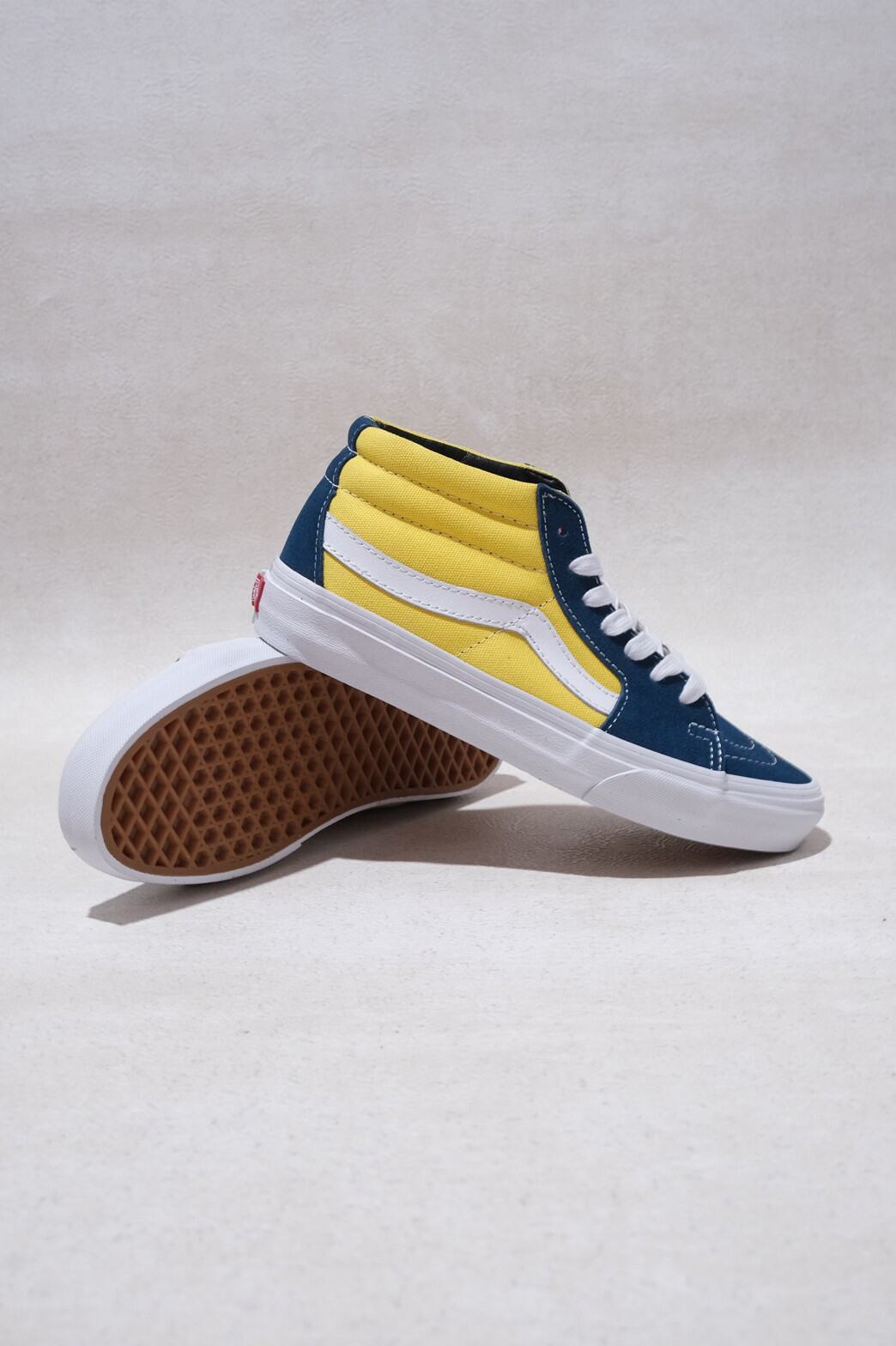 vans sk8 mid blue yellow