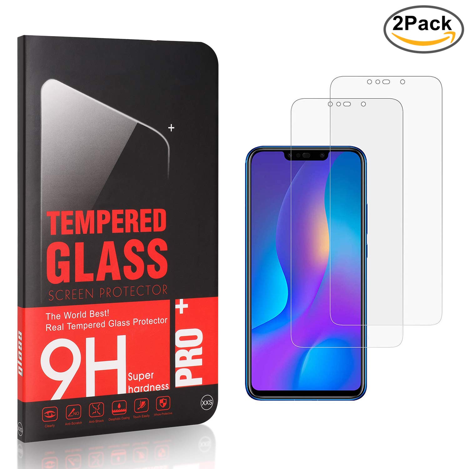 UNEXTATI Premium HD Tempered Glass Screen Protector Film for Huawei Nova 4 2 Pack Anti Scratch Anti-Fingerprint Huawei Nova 4 Screen Protector