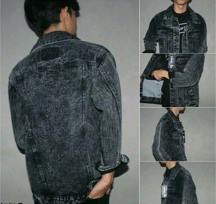 Harga Denim Jaket Pria Keren Snow Black 