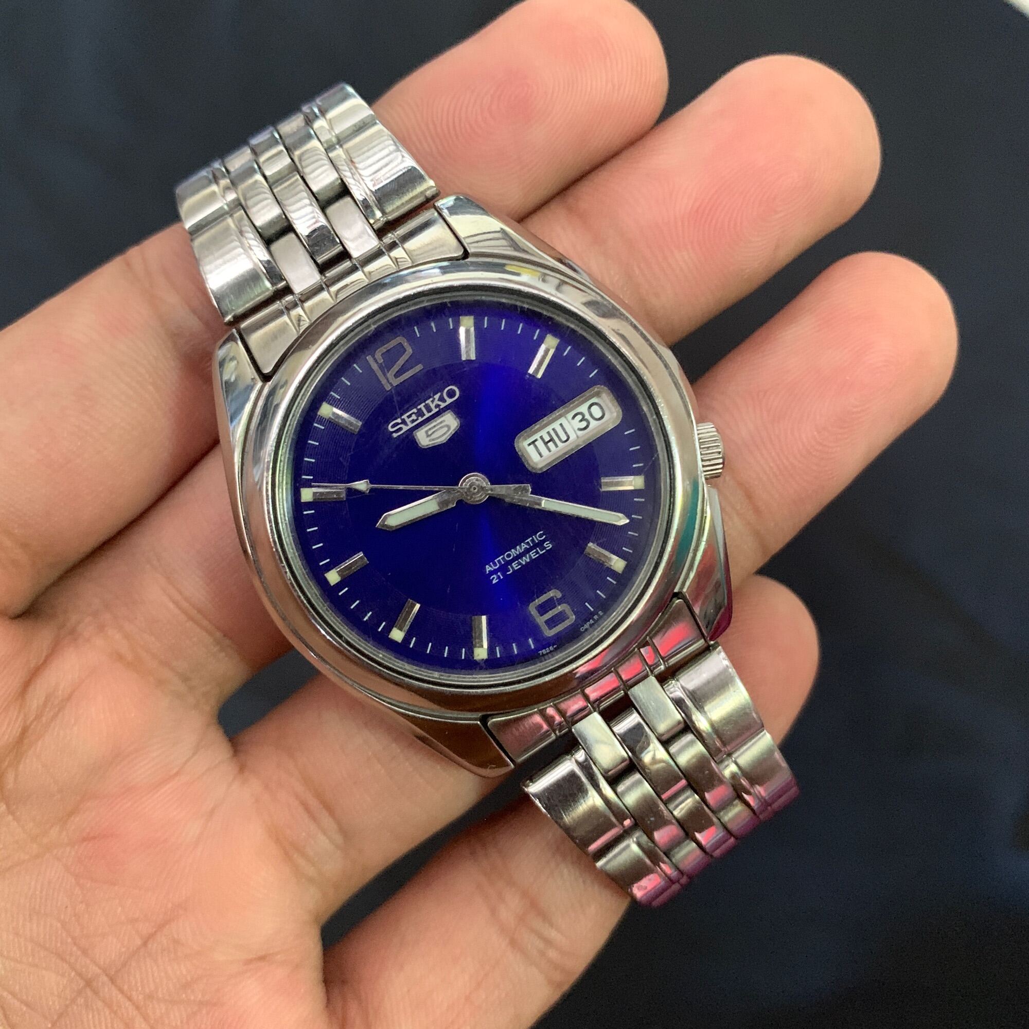 seiko 5 automatic 21 jewels blue dial