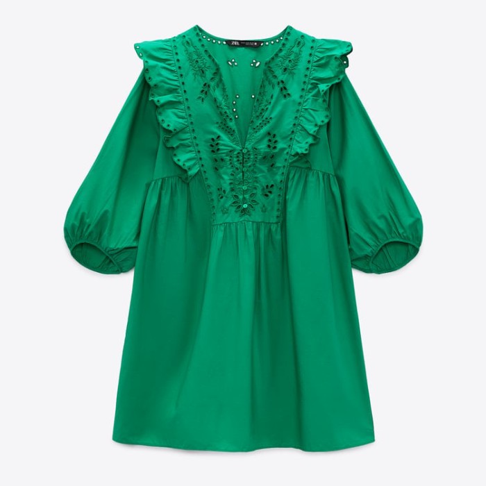 zara ruffled poplin dress