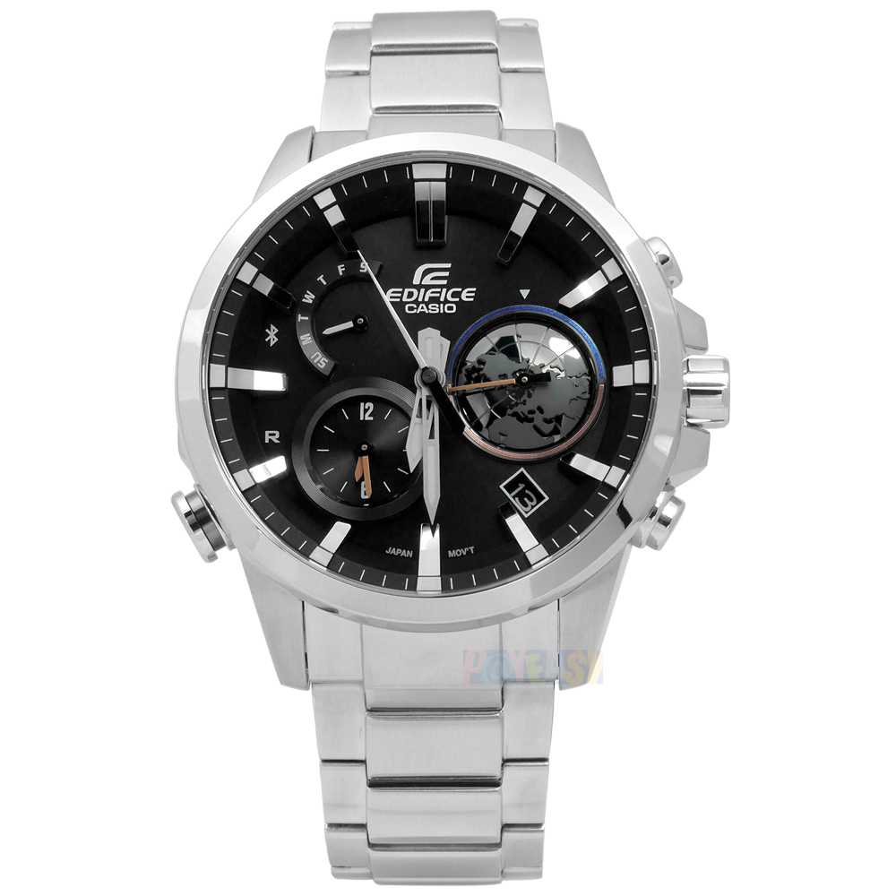 edifice casio★贈皮錶帶eqb-600d-1a 卡西歐獨特3d立體地球智慧藍牙