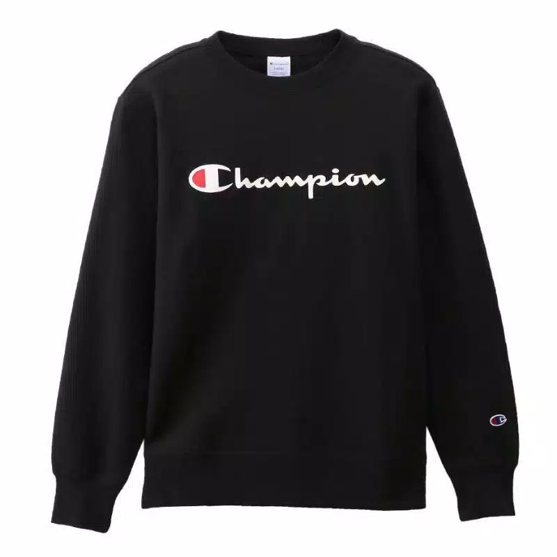 ready champion script hoodie bordir black original