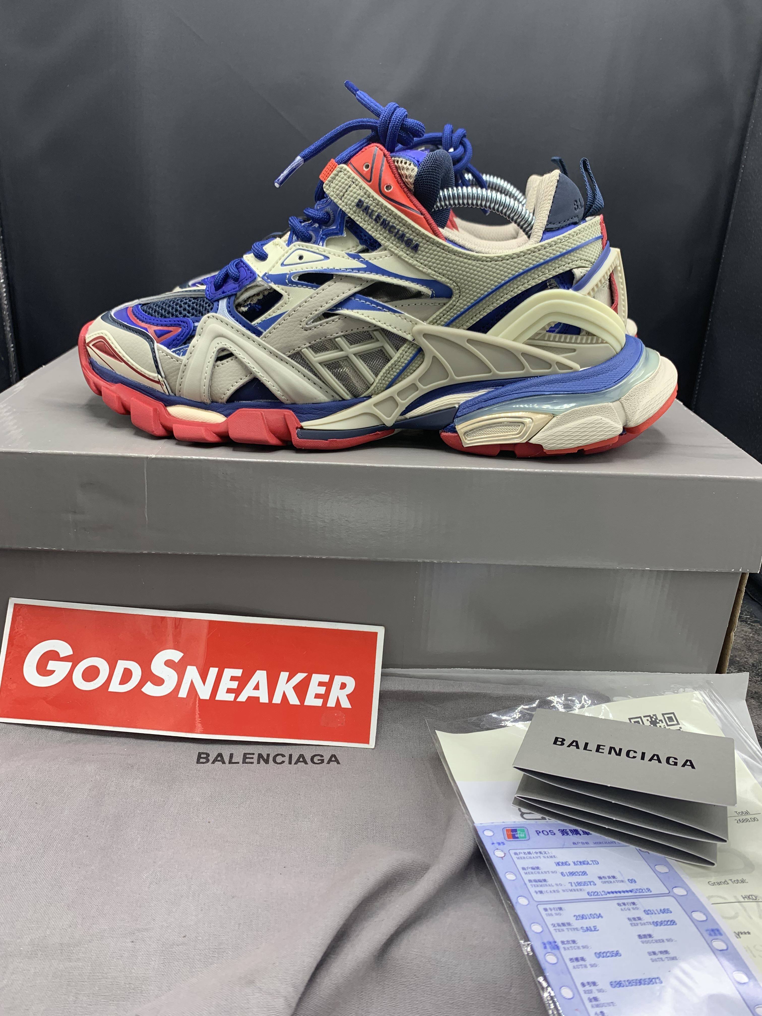 Balenciaga Blue Red Track 2 Sneakers SSENSE UK