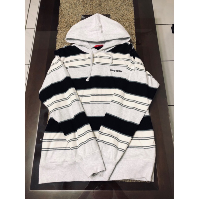 supreme striped hooded crewneck